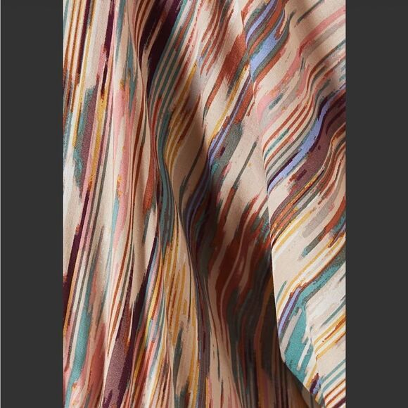 Misa Los Angeles Rena Kaftan Dress Cotton-blend abstract print gather tie maxi - Picture 4 of 13